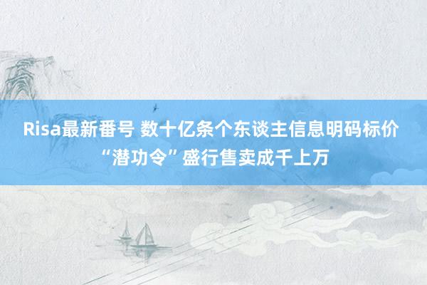 Risa最新番号 数十亿条个东谈主信息明码标价 “潜功令”盛行售卖成千上万