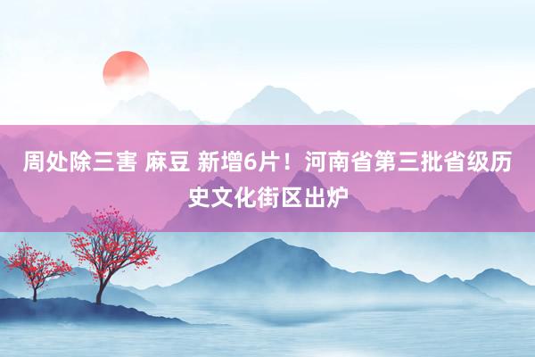 周处除三害 麻豆 新增6片！河南省第三批省级历史文化街区出炉